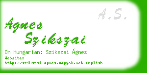 agnes szikszai business card